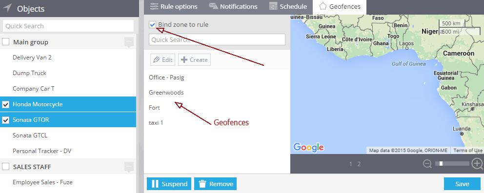 geofence for gps tracker rule